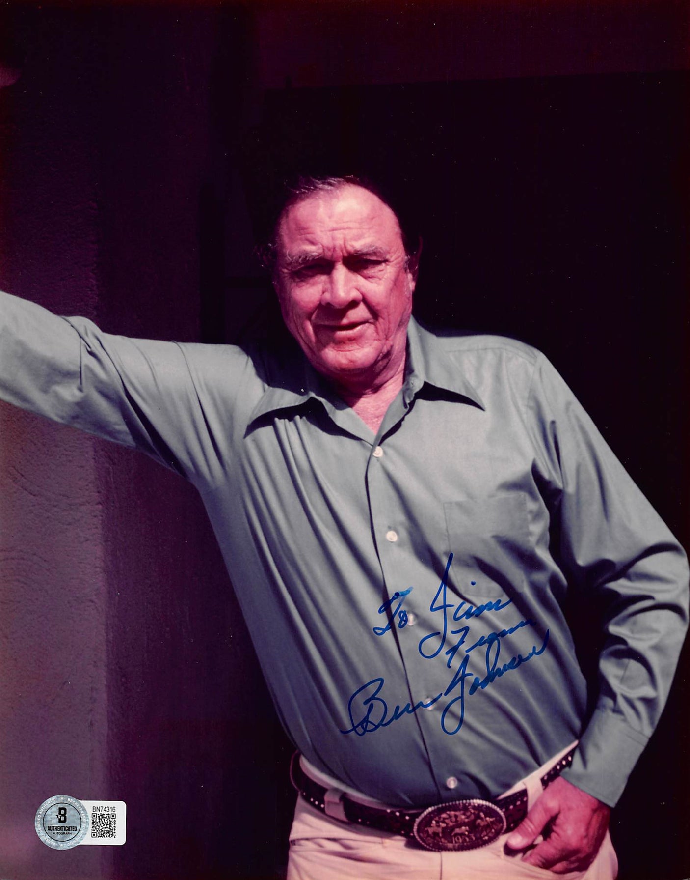 Ben Johnson Actor "To Jim From" Authentic Signed 8x10 Photo BAS #BN74316