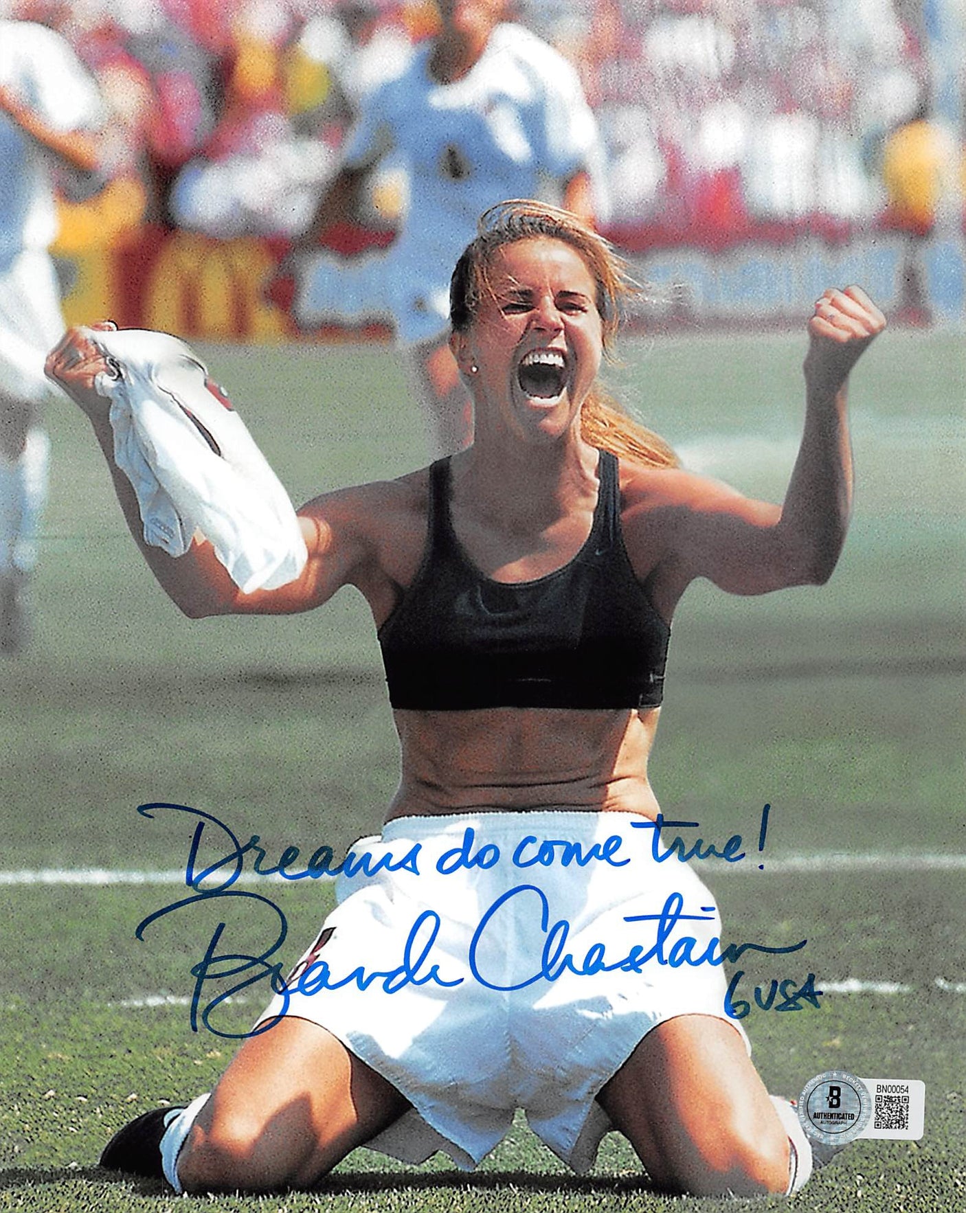Brandi Chastain "Dreams Do Come True!" Signed 8x10 Vertical Photo BAS 1