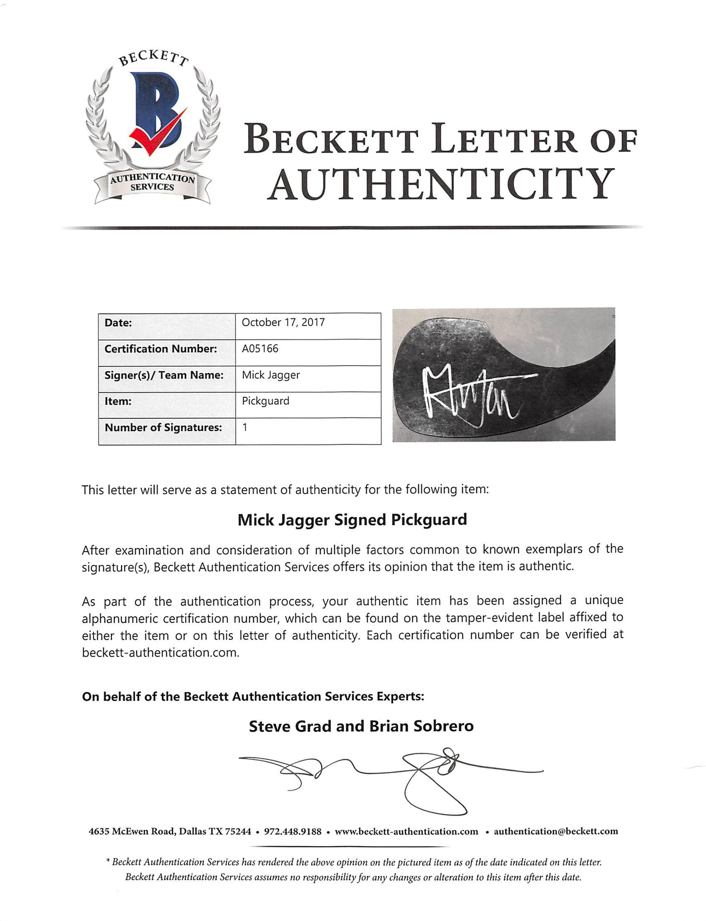 Mick Jagger Rolling Stones Authentic Signed Natural Acoustic Guitar BAS #A05166