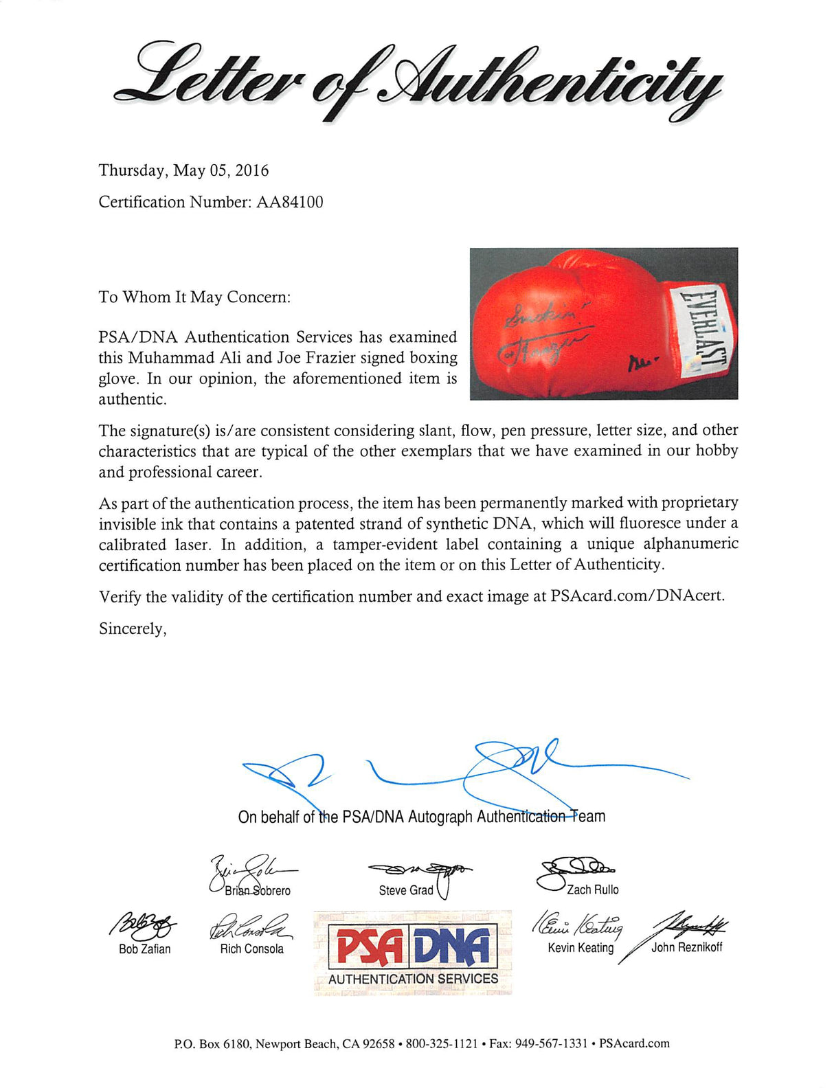 Muhammad Ali & Joe Frazier Signed Red Everlast Boxing Glove PSA/DNA #AA84100