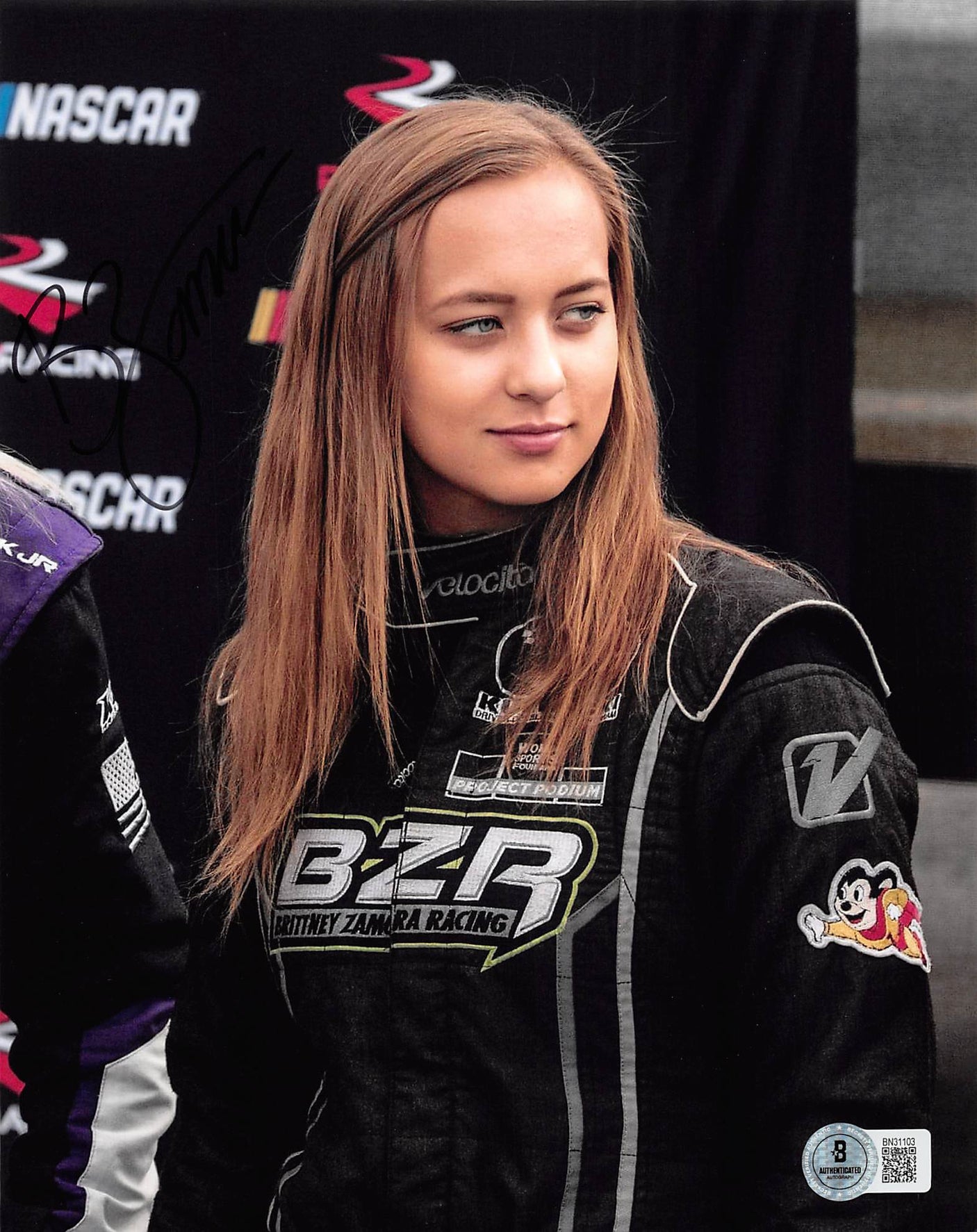 Brittney Zamora NASCAR Authentic Signed 8x10 Vertical Photo Autographed BAS 1