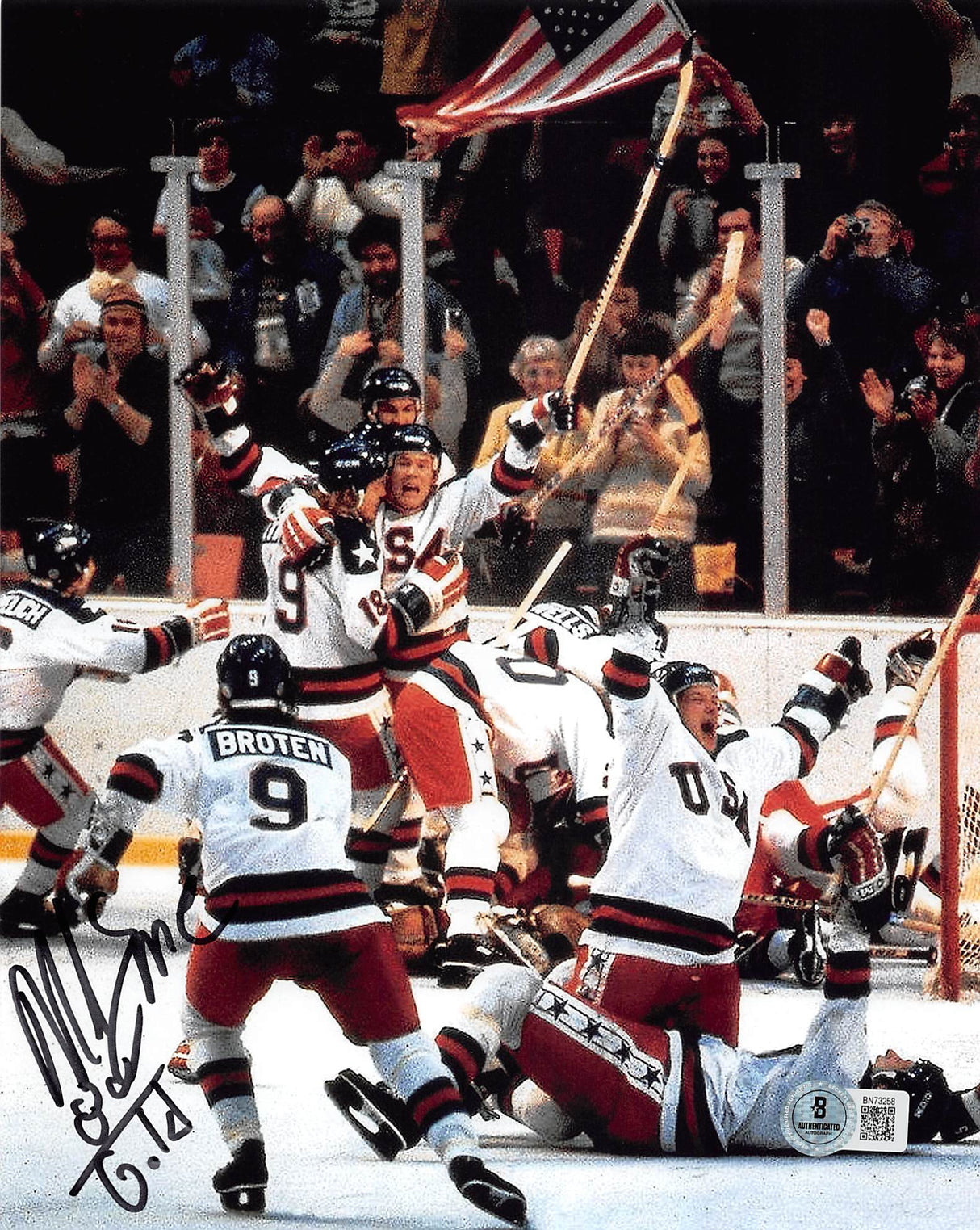 Mike Eruzione USA Hockey "80 Gold" Authentic Signed 8x10 Vertical Photo BAS 2