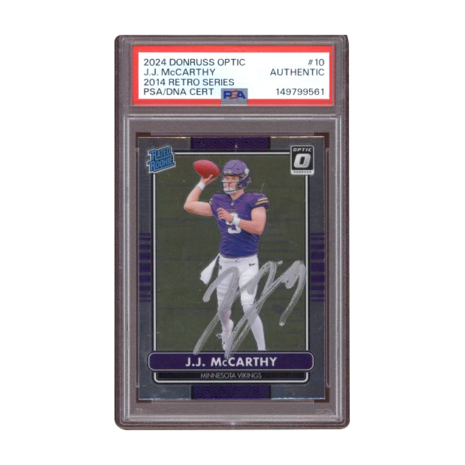 2024 Donruss Optic JJ McCarthy 2014 Retro Series #10 Auto PSA AUTHENTIC