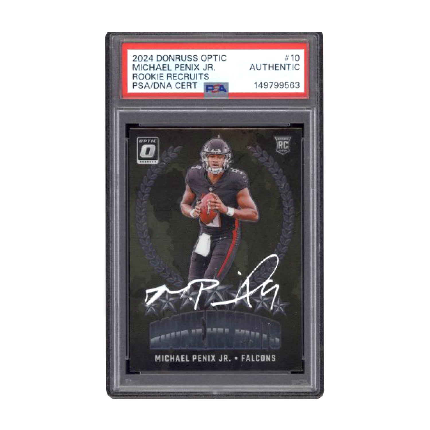 2024 Donruss Optic Michael Penix Jr Rookie Recruits #10 White Auto PSA AUTHENTIC
