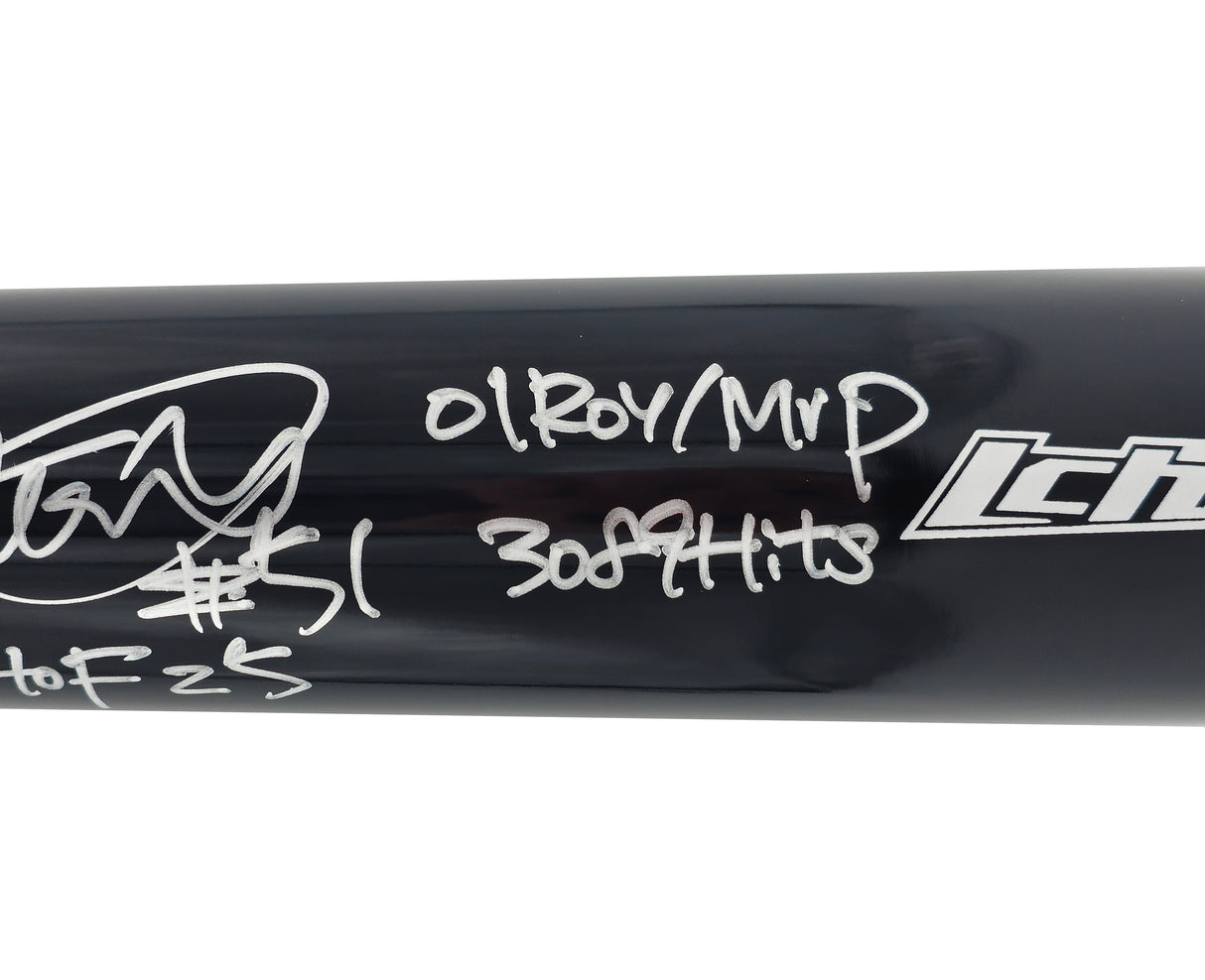 Ichiro Suzuki Autographed Black Mizuno Player Model Baseball Bat Seattle Mariners With 6 Stats HOF 25 IS Holo & Beckett BAS Witness QR Stock #238320