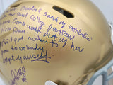 Rudy Ruettiger Autographed Notre Dame Fighting Irish Gold Full Size Authentic Speed Helmet Full Movie Speech Beckett BAS Witness Stock #243660
