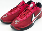 Giannis Antetokounmpo Autographed 2024 Player Exclusive (PE) Promo UNIVERSITY OF ARKANSAS TEAM CRMSN/WHT-BLK Nike Zoom Freak 6 NCAA P Shoes Size 17 (No Box) Beckett BAS Witness #3W396389 & #3W396390