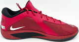 Giannis Antetokounmpo Autographed 2024 Player Exclusive (PE) Promo UNIVERSITY OF ARKANSAS TEAM CRMSN/WHT-BLK Nike Zoom Freak 6 NCAA P Shoes Size 17 (No Box) Beckett BAS Witness #3W396389 & #3W396390