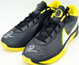 Giannis Antetokounmpo Autographed 2024 Player Exclusive (PE) Promo OREGON Black, Yellow Strk & White Nike Zoom Freak 6 NCAA P Shoes Size 17 (No Box) Beckett BAS Witness #3W395039 & #3W395040