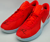 Giannis Antetokounmpo Autographed 2024 Player Exclusive (PE) Promo BRT CRMSN/WHT/GLCR Nike Zoom Freak 6 SOS P Shoes Milwaukee Bucks Size 17 (No Box) Beckett BAS Witness #3W396865 & #3W396866