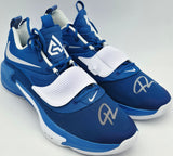 Giannis Antetokounmpo Autographed 2021 Player Exclusive (PE) Promo UNIVERSITY OF KENTUCKY ROYAL/WHT/ROYAL Nike Zoom Freak 3 NCAA SOS Shoes Size 16 (No Box) Beckett BAS Witness #3W396444 & #3W396445