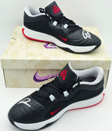 Giannis Antetokounmpo Autographed 2023 Player Exclusive (PE) Promo Black & University Red Nike Zoom Freak 5 Shoes Milwaukee Bucks Size 17 Beckett BAS Witness Stock #252706