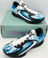 Giannis Antetokounmpo Autographed PHOTO BLUE/BLACK/WHITE Nike ZOOM FREAK 4 Shoes Milwaukee Bucks Size 17 (With Box) Beckett BAS Witness #3W396716 & #3W396717