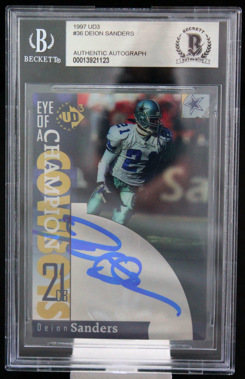 1997 UD3 #36 Deion Sanders Auto Dallas Cowboys BGS Autograph 10