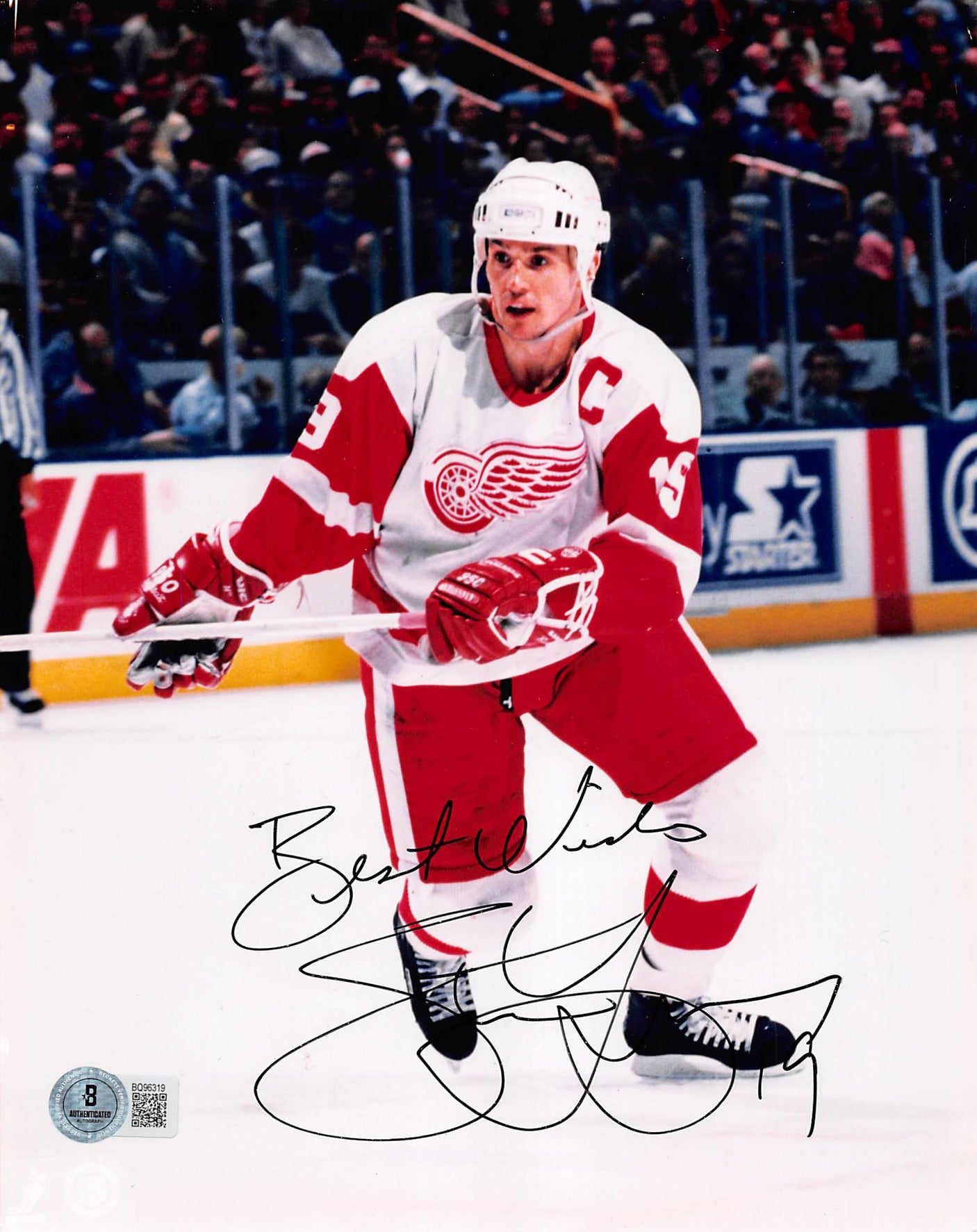 Red Wings Steve Yzerman Best Wishes Authentic Signed 8x10 Photo BAS #BQ96319