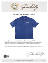 John Daly Authentic Signed Match Worn Blue Pin High Polo Shirt BAS #BK84734