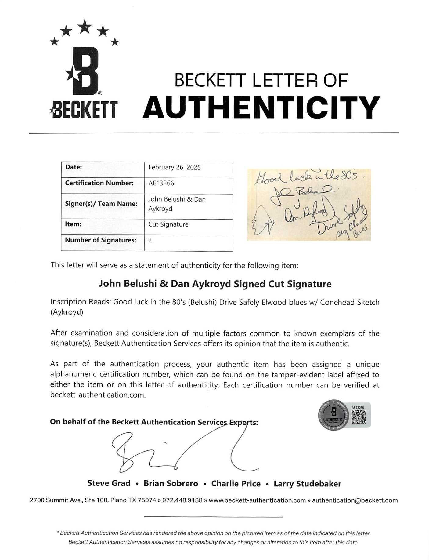 John Belushi & Dan Aykroyd The Blues Brothers Signed Framed Display BAS #AE13266