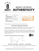 Thomas Edison Signed 5.75x14 Phonograph Works Stock Certificate BAS #AE13289