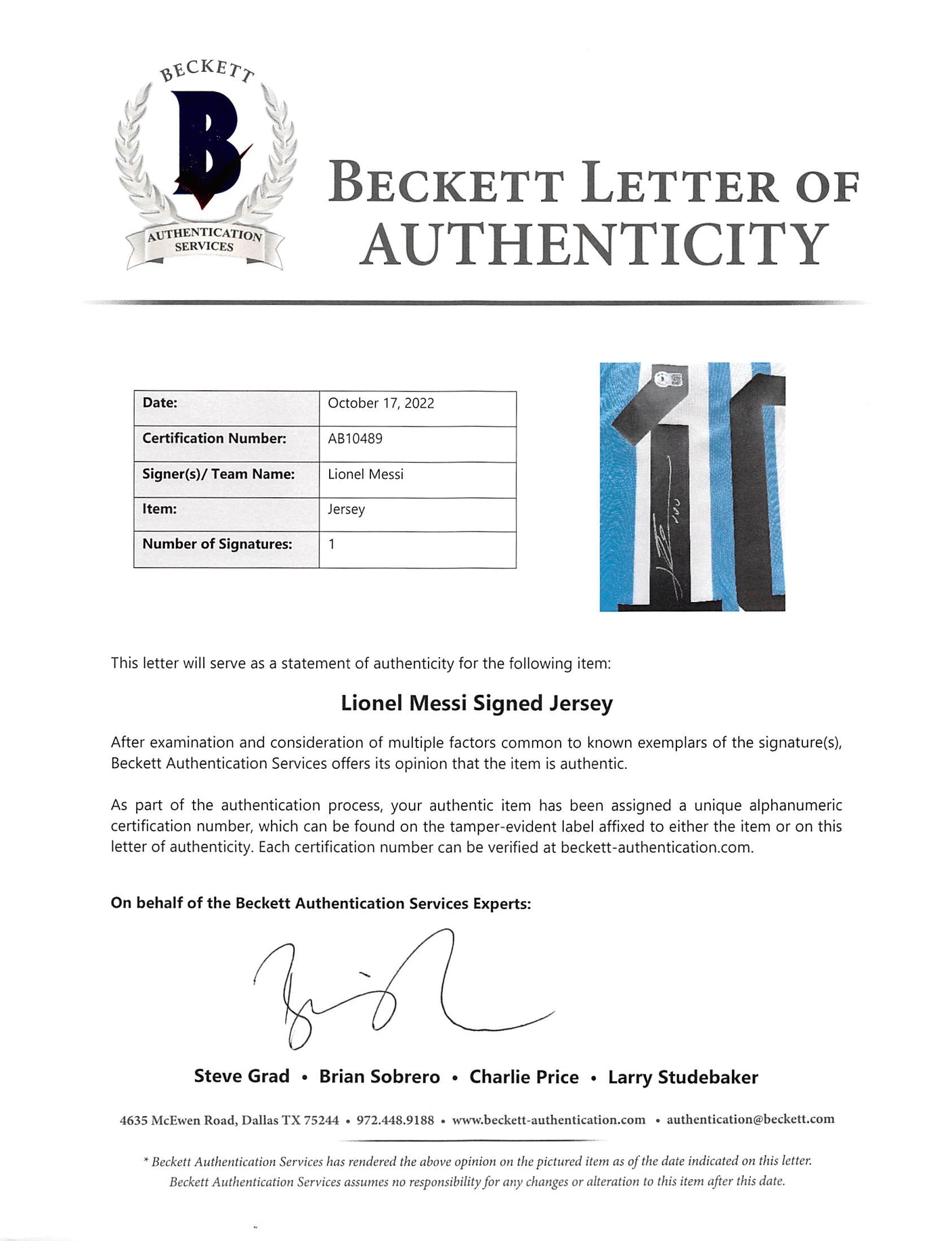 Lionel Messi Authentic Signed Blue & White Argentina Framed Jersey BAS #AB10489