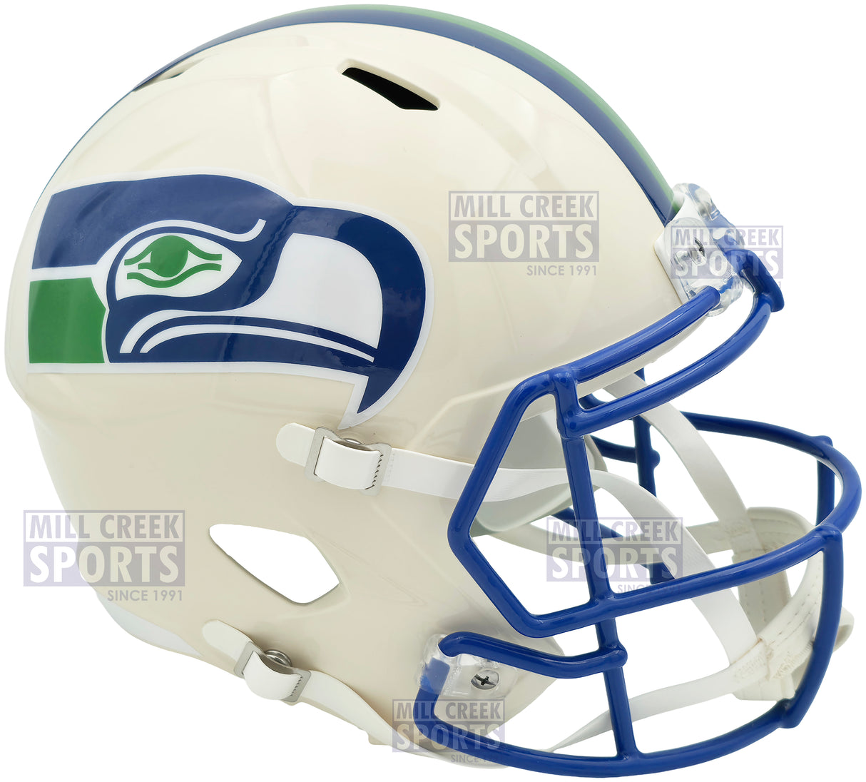 Unsigned Seattle Seahawks Riddell Cream Retro Full Size Speed Replica Helmet Stock #261766