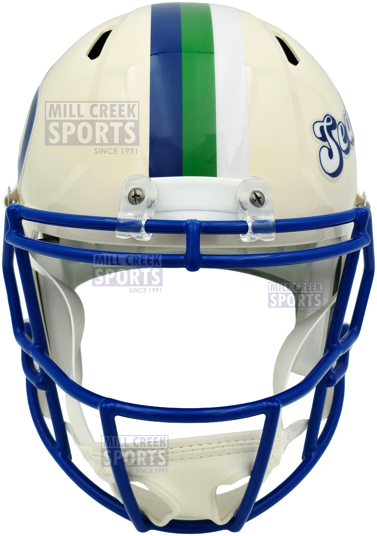 Unsigned Seattle Seahawks Riddell Cream Retro Full Size Speed Replica Helmet Stock #261766