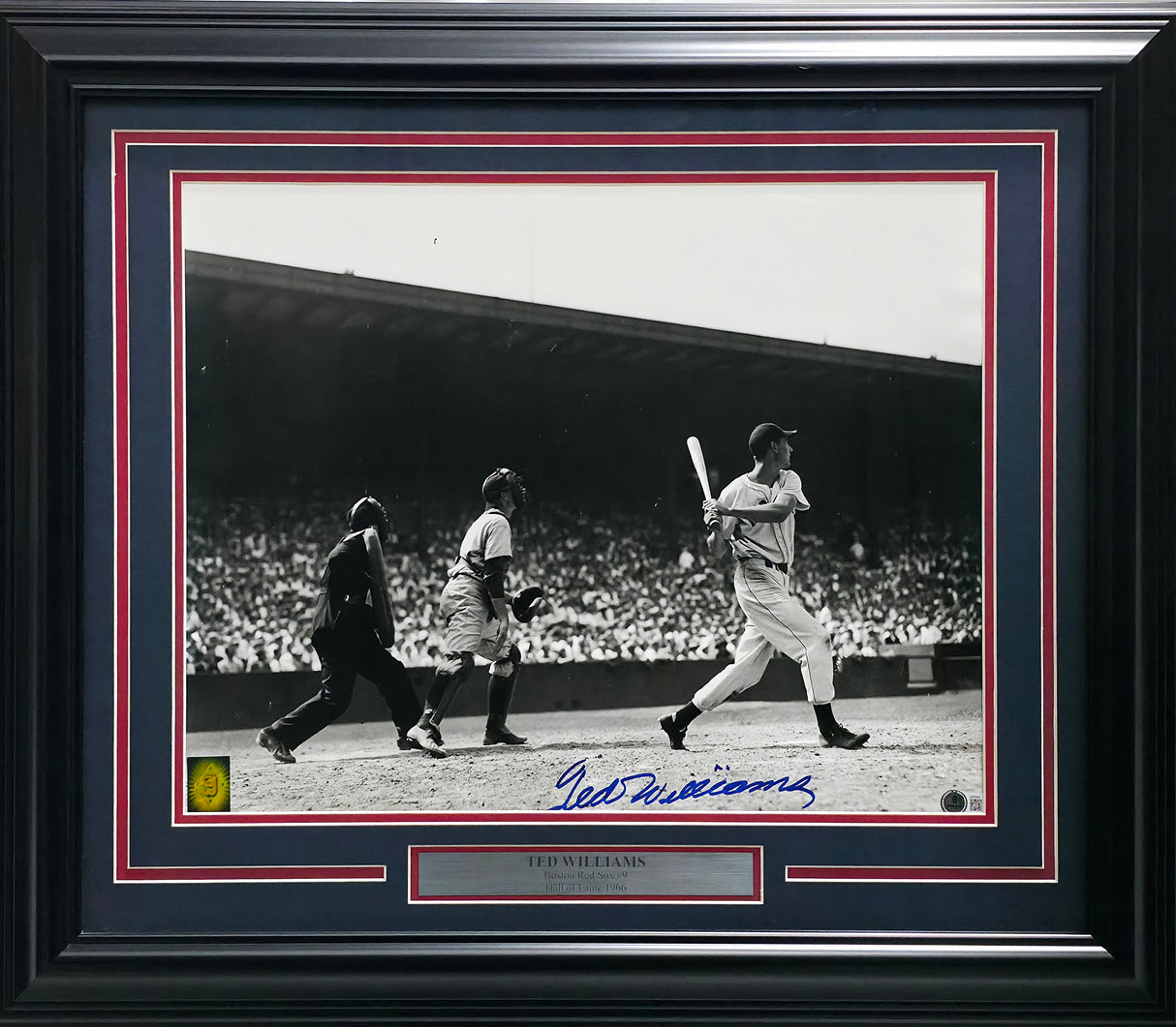 Ted Williams Autographed Framed 16x20 Photo Boston Red Sox Beckett BAS Stock #265814