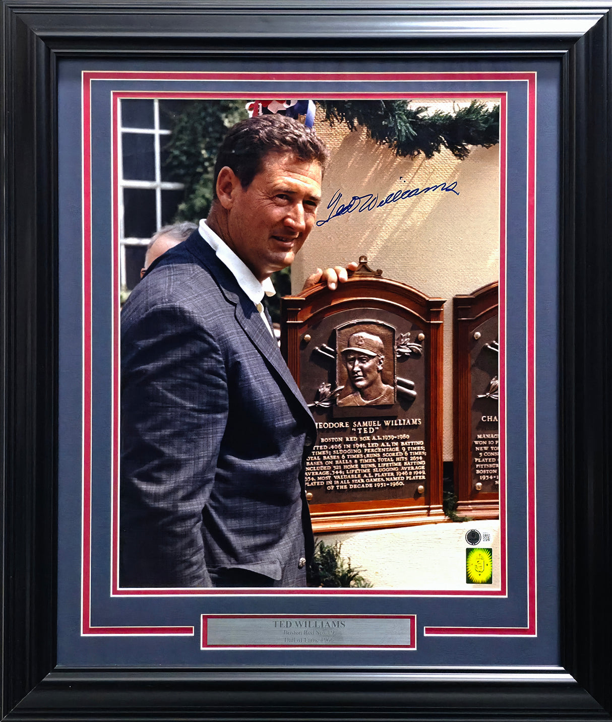 Ted Williams Autographed Framed 16x20 Photo Boston Red Sox Cooperstown Hall of Fame Beckett BAS Stock #265816