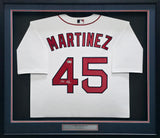 Boston Red Sox Pedro Martinez Autographed Framed White Nike Jersey Beckett BAS Witness Stock #267459