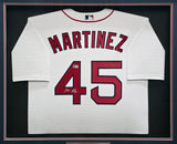 Boston Red Sox Pedro Martinez Autographed Framed White Nike Jersey Beckett BAS Witness Stock #267459