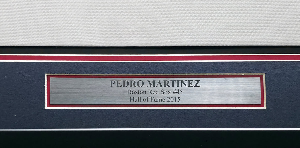 Boston Red Sox Pedro Martinez Autographed Framed White Nike Jersey Beckett BAS Witness Stock #267459