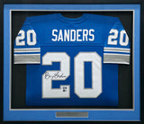 Detroit Lions Barry Sanders Autographed Framed Blue Authentic Mitchell & Ness NFL Legacy Throwback 1996 Jersey Beckett BAS QR Stock #267458