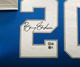 Detroit Lions Barry Sanders Autographed Framed Blue Authentic Mitchell & Ness NFL Legacy Throwback 1996 Jersey Beckett BAS QR Stock #267458