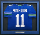 Seattle Seahawks Jaxon Smith-Njigba Autographed Framed Blue Jersey Beckett BAS QR Stock #267809