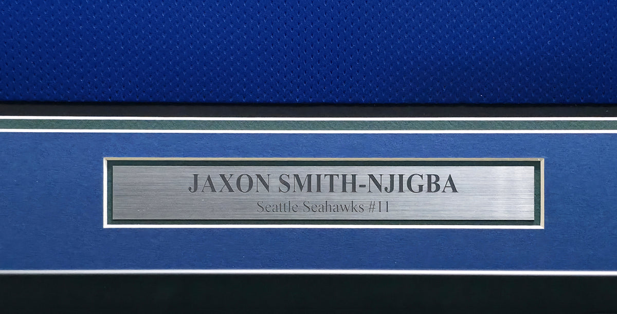 Seattle Seahawks Jaxon Smith-Njigba Autographed Framed Blue Jersey Beckett BAS QR Stock #267809
