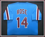 Philadelphia Phillies Pete Rose Autographed Framed Baby Blue Jersey "1980 WS Champs" Beckett BAS Stock #267808