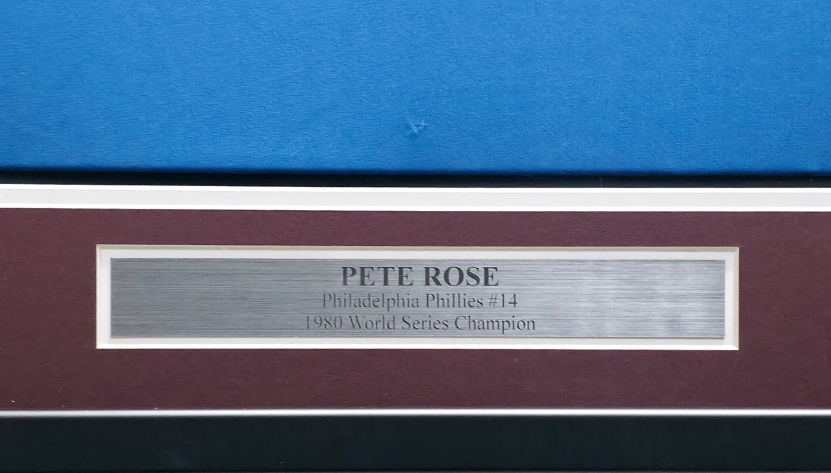 Philadelphia Phillies Pete Rose Autographed Framed Baby Blue Jersey "1980 WS Champs" Beckett BAS Stock #267808