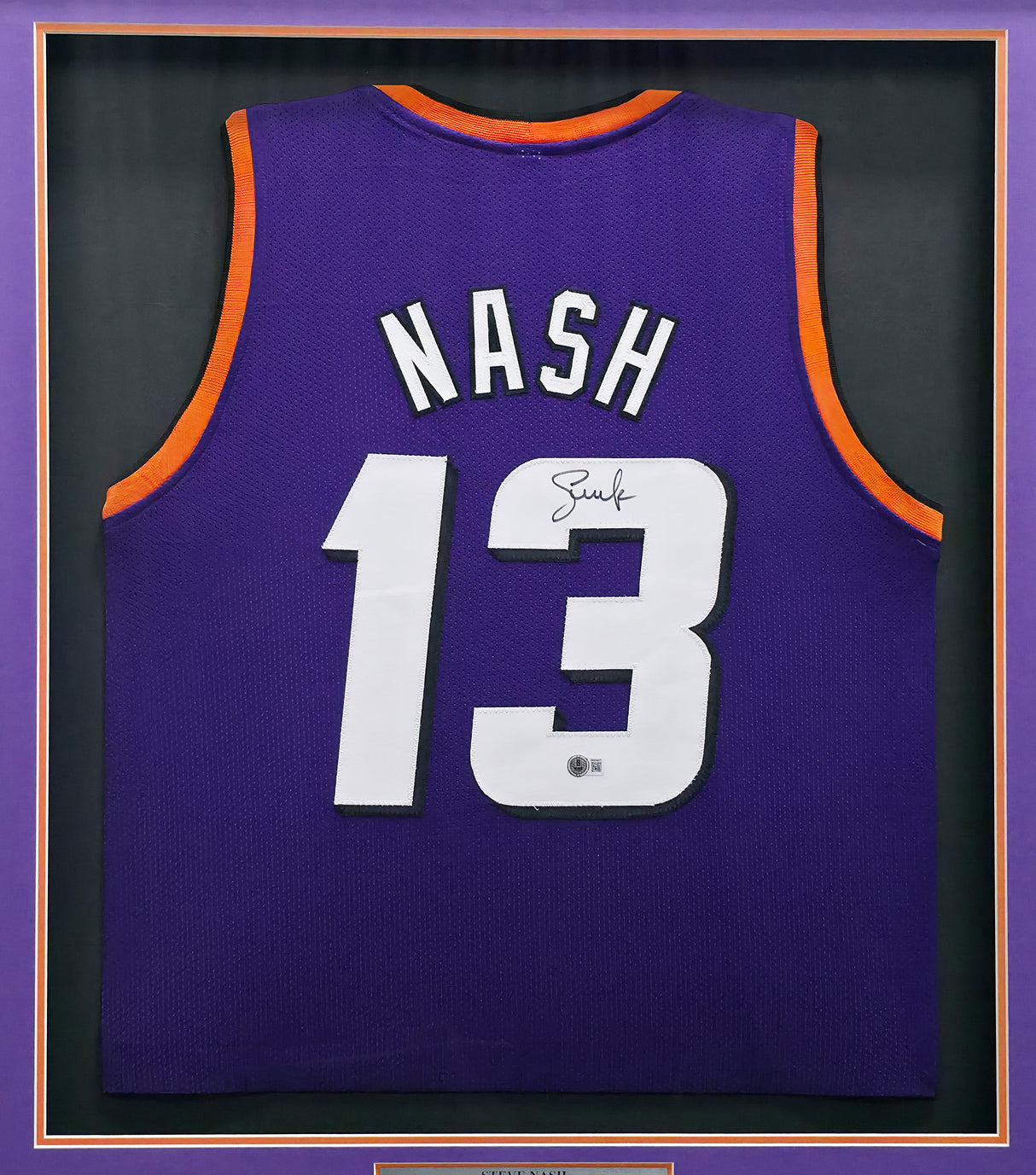 Phoenix Suns Steve Nash Autographed Framed Purple Jersey Beckett BAS Witness Stock #267457