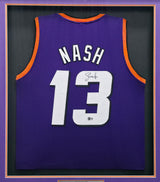 Phoenix Suns Steve Nash Autographed Framed Purple Jersey Beckett BAS Witness Stock #267457