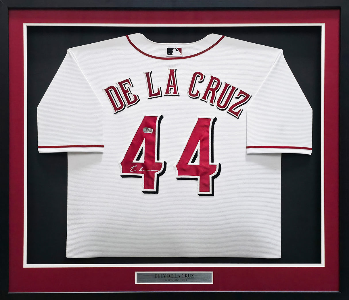 Cincinnati Reds Elly De La Cruz Autographed Framed White Nike Jersey Beckett BAS QR Stock #267810