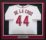 Cincinnati Reds Elly De La Cruz Autographed Framed White Nike Jersey Beckett BAS QR Stock #267810