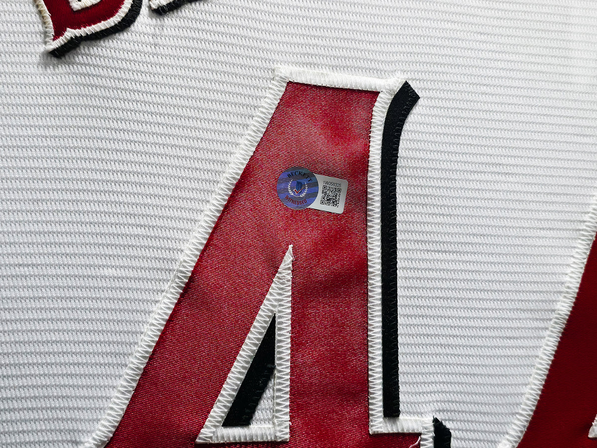 Cincinnati Reds Elly De La Cruz Autographed Framed White Nike Jersey Beckett BAS QR Stock #267810