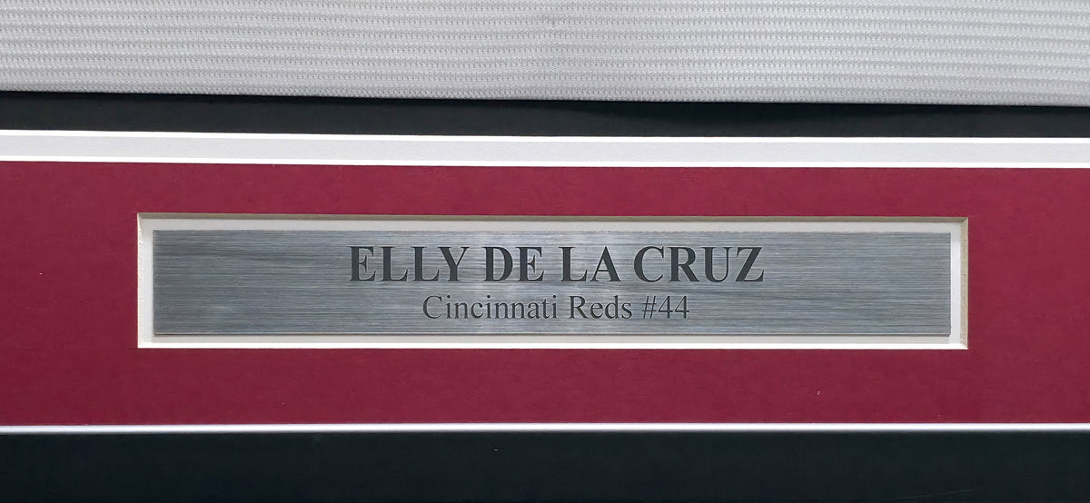 Cincinnati Reds Elly De La Cruz Autographed Framed White Nike Jersey Beckett BAS QR Stock #267810