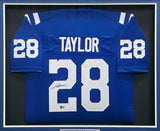 Indianapolis Colts Jonathan Taylor Autographed Framed Blue Jersey Beckett BAS Witness Stock #267811