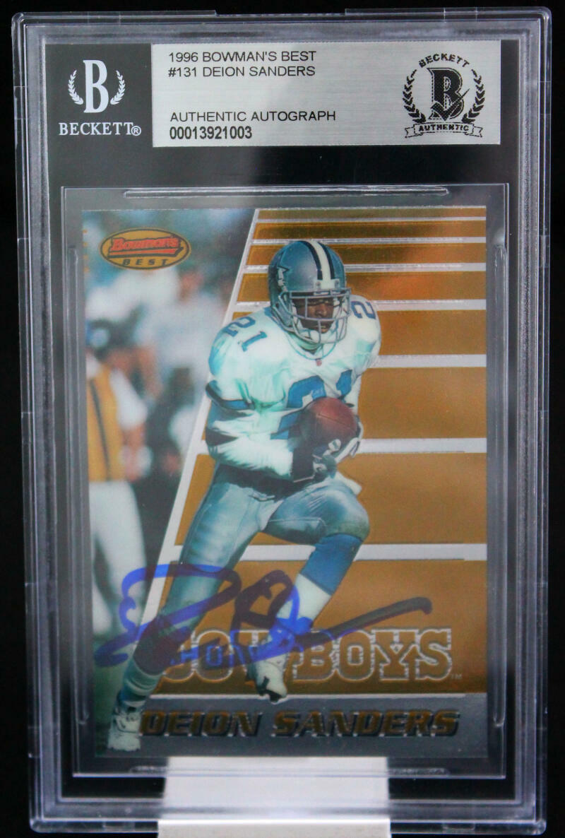 1996 Bowman's Best #131 Deion Sanders Dallas Cowboys BGS Autograph 10