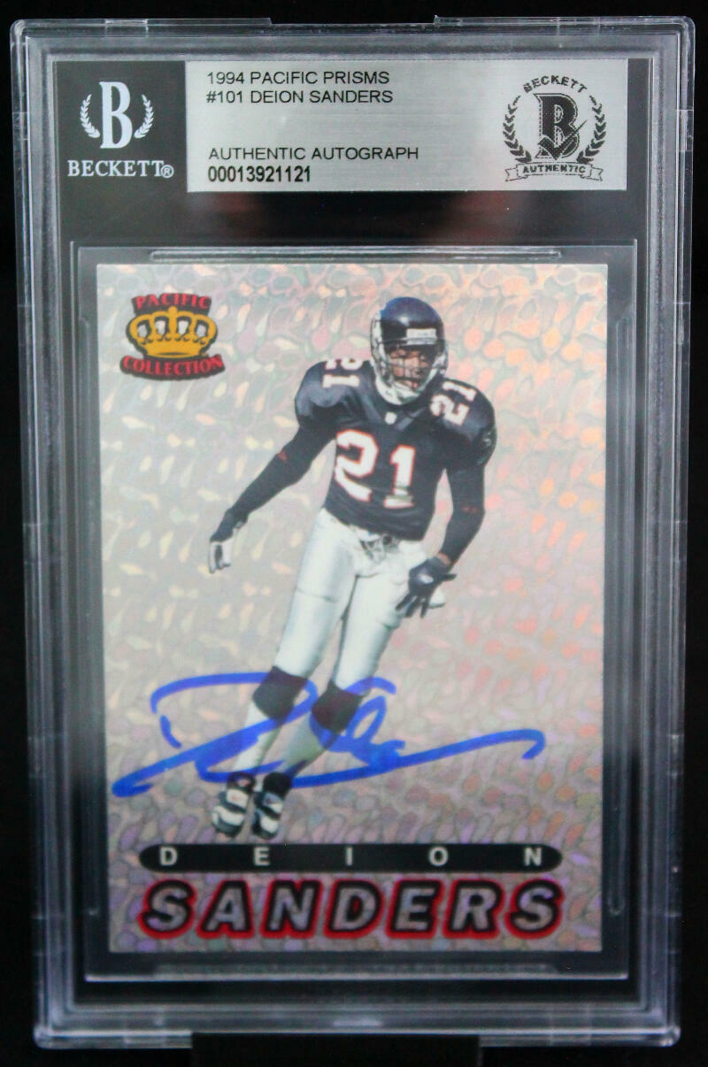 1994 Pacific Prisms #101 Deion Sanders Falcons BGS Autograph 10