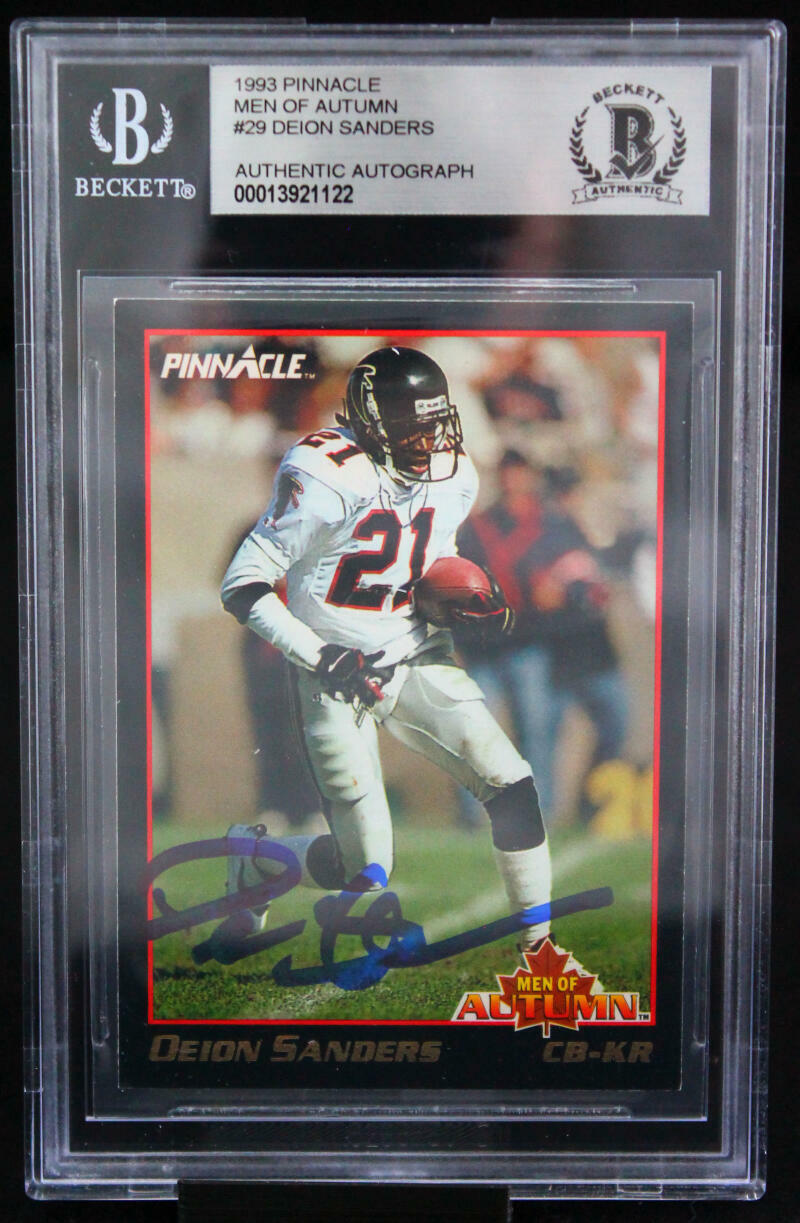 1993 Pinnacle Men of Autumn #29 Deion Sanders Falcons BGS Autograph 10