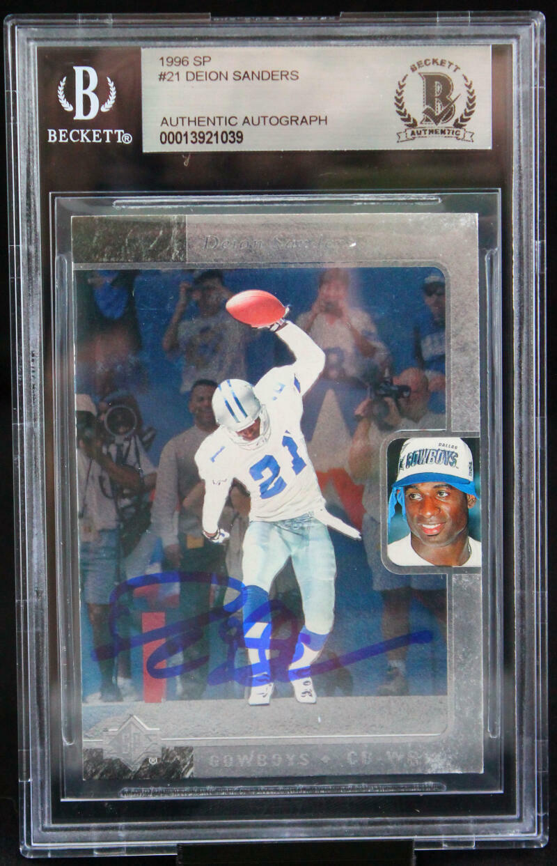 1996 Upper Deck SP #21 Deion Sanders Dallas Cowboys BGS Autograph 10