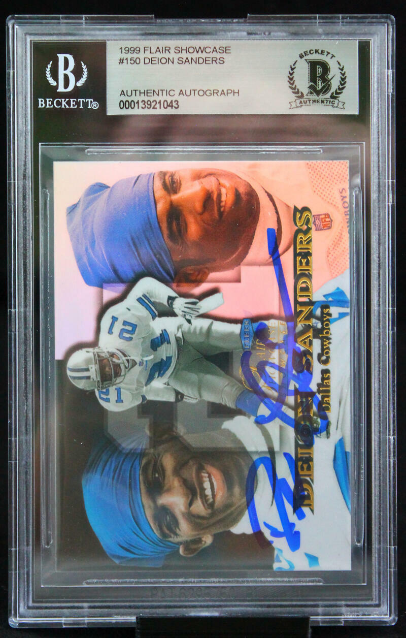 1999 Flair Showcase #150 Deion Sanders Dallas Cowboys BGS Autograph 10