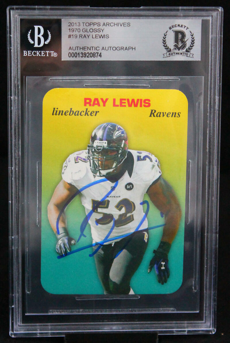 2013 Topps Archive 1970 Glossy #19 Ray Lewis Ravens BGS Autograph 10