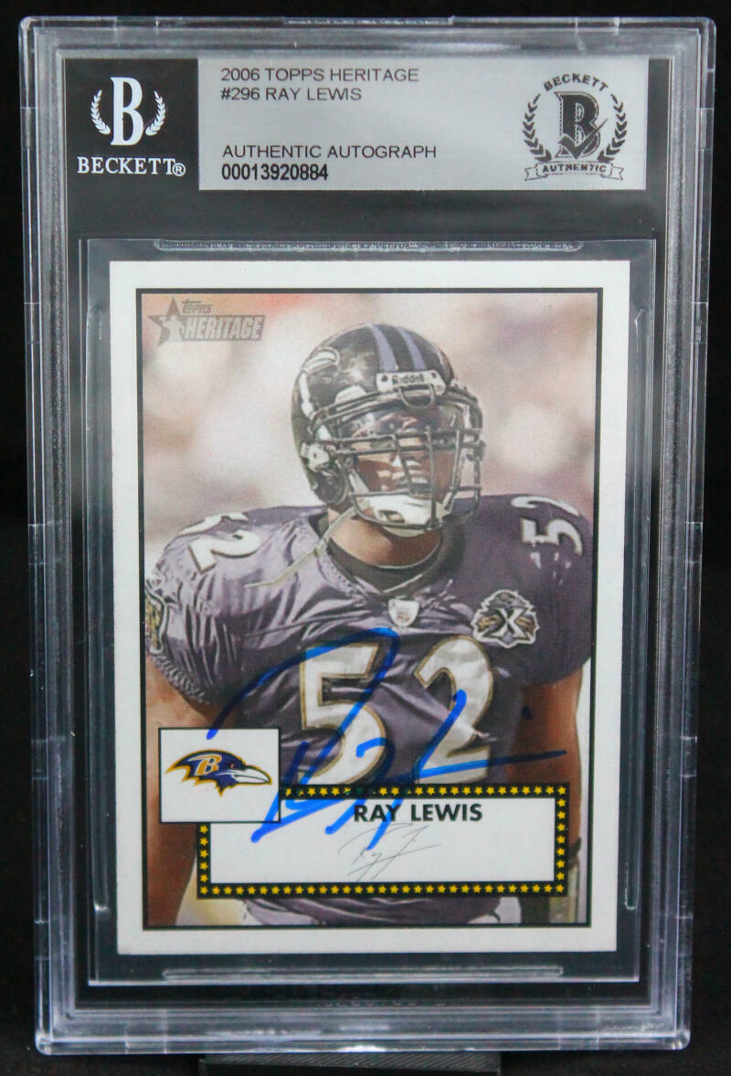 2006 Topps Heritage #296 Ray Lewis Baltimore Ravens BGS Autograph 10